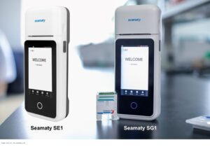 Seamaty SE1 portable electrolyte analyzer and Seamaty SG1 blood gas analyzer — official manufacturer image