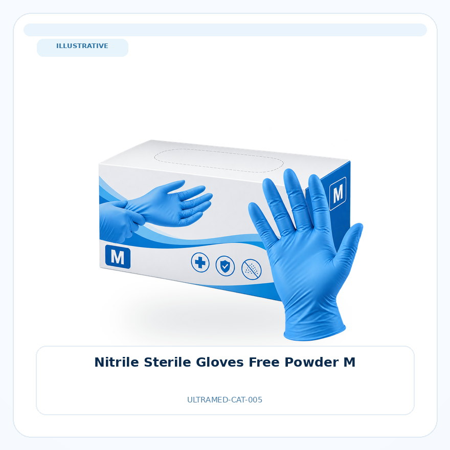صورة تعبيرية غير مرتبطة بمصنع محدد — Nitrile Sterile Gloves Free Powder M
