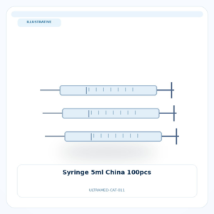 صورة تعبيرية غير مرتبطة بمصنع محدد — Syringe 5ml China 100pcs