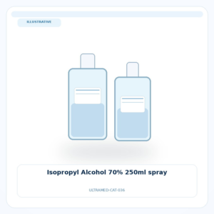 صورة تعبيرية غير مرتبطة بمصنع محدد — Isopropyl Alcohol 70% 250ml spray